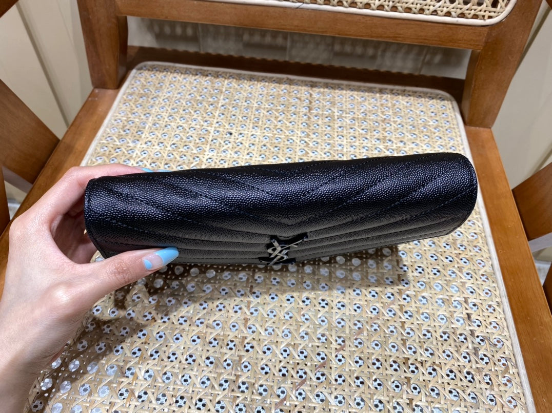 [TOP] Yves Saint Laurent YSL WOC Matelasse Medium Purse - All Black