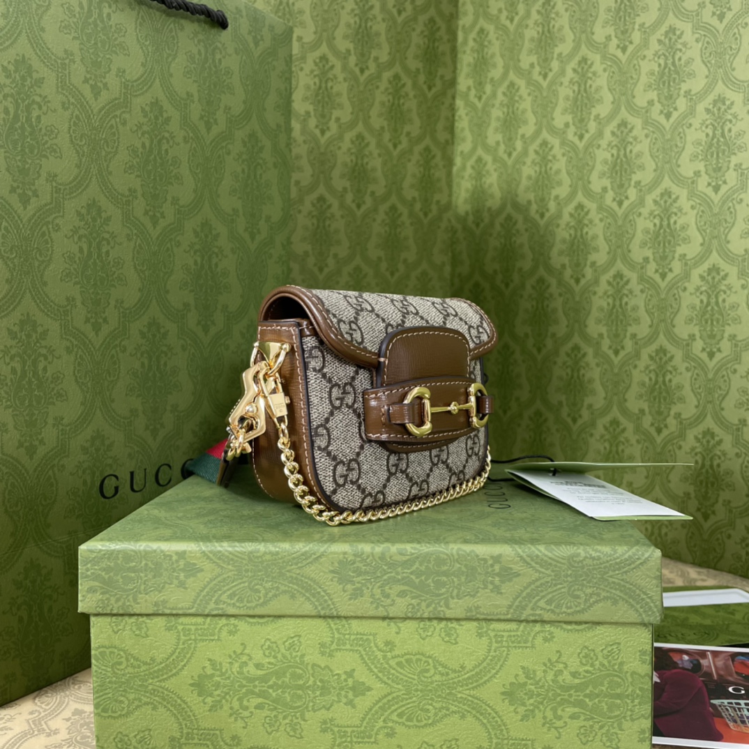 [TOP] GUCCI G*G Horsebit Mini Bag With Chain 18x12x5cm -GHW-2 colors-Classic-Black