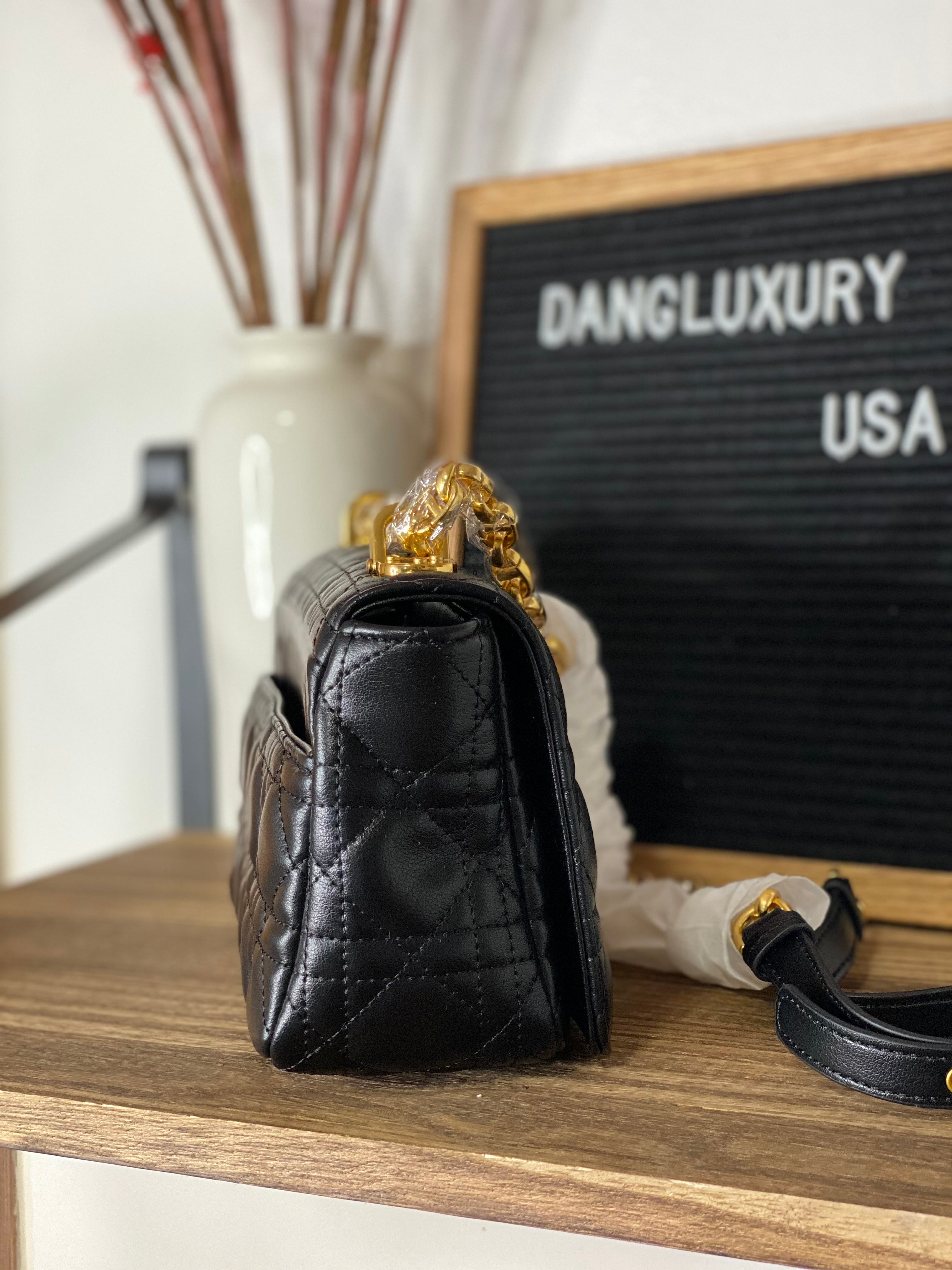 [TOP] Christian Dior Caro Bag Small - Black and Gold