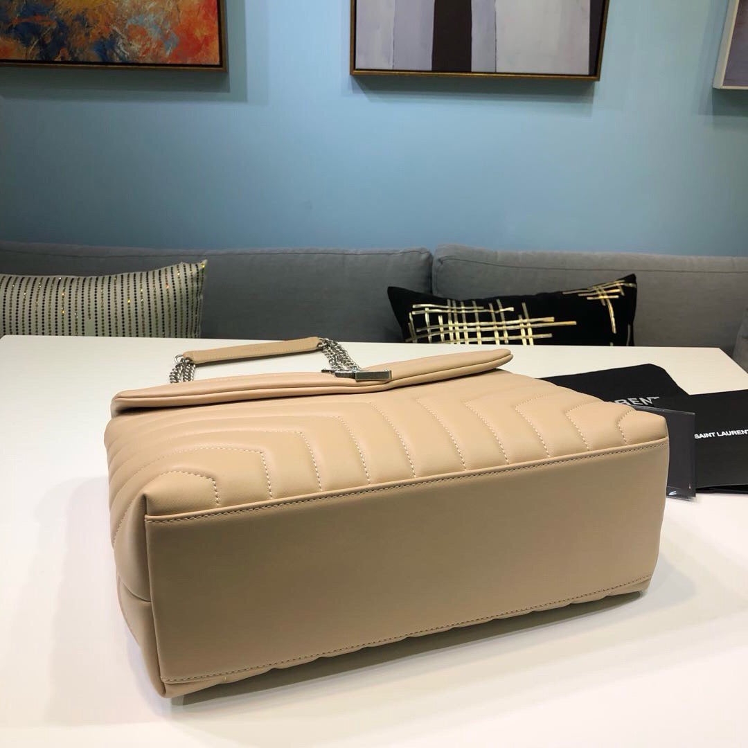 [TOP] Yves Saint Laurent YSL LouLou Medium Bag 31cm - Beige w SHW