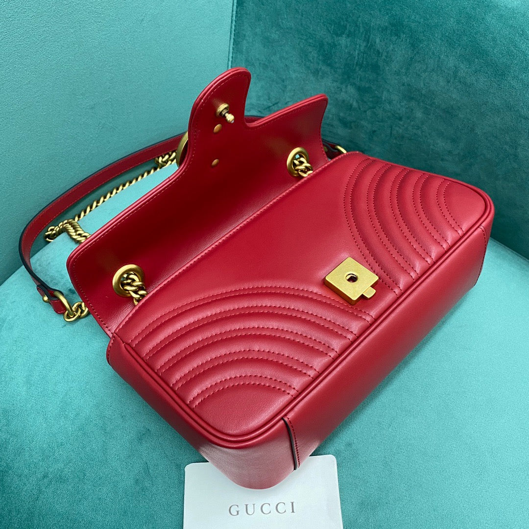 [TOP] GUCCI GG Marmont Bag Matelasse Shoulder Small 26cm - Red