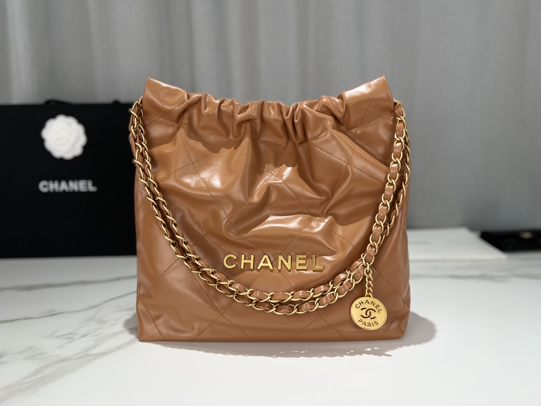 [TOP] CHANEL 22 Bag 35CM - GHW - Brown