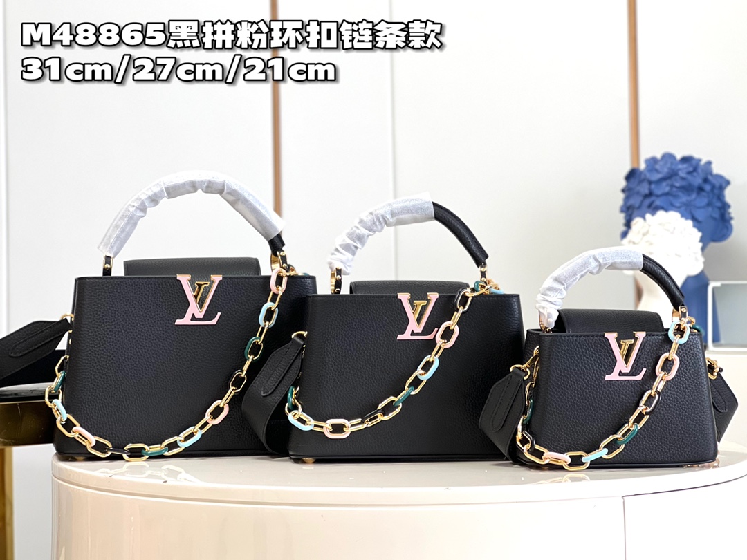 [TOP] Louis Vuitton LV Capucines Bag 3 Sizes- Black