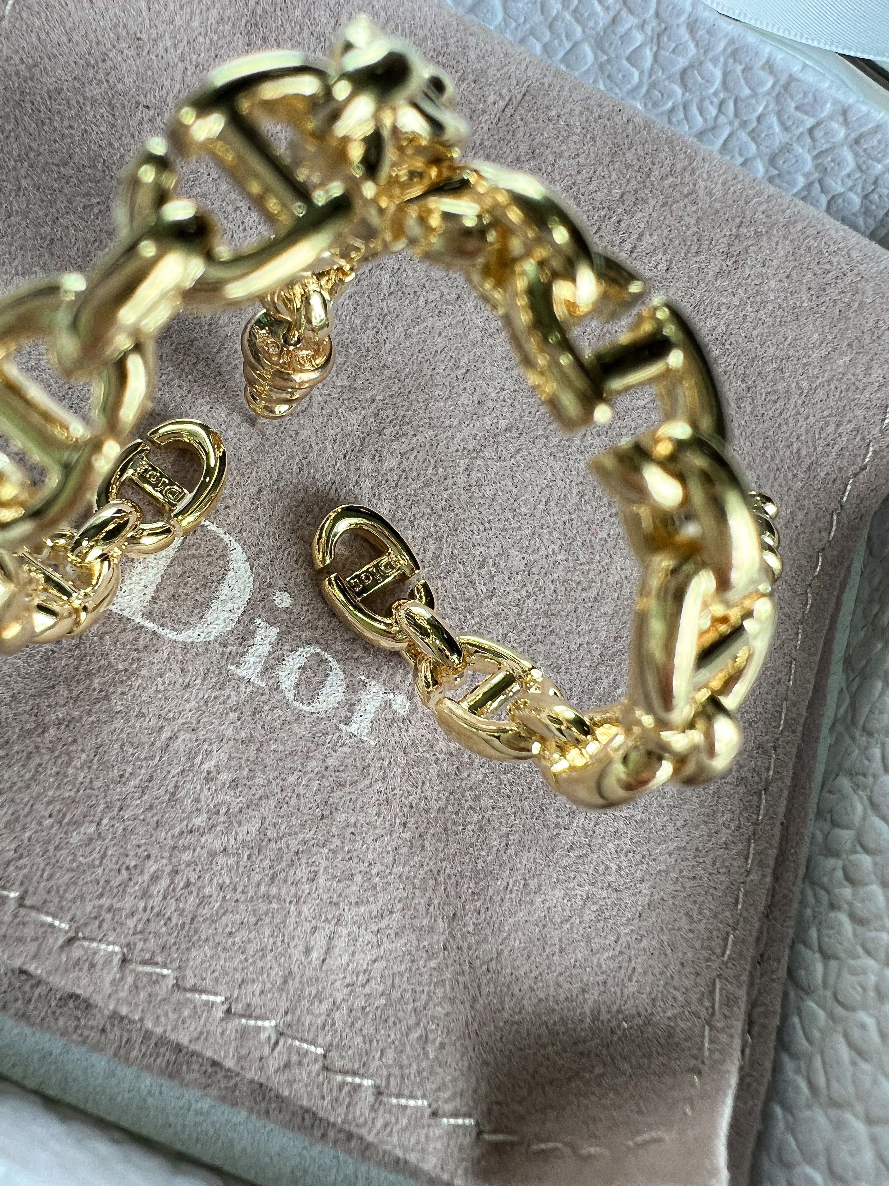 [TOP] Christian Dior Navy Hoops Earrings - Gold