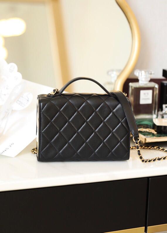 [TOP] CHANEL Box  Flap Bag with Metal Sides Mini - Black & GHW