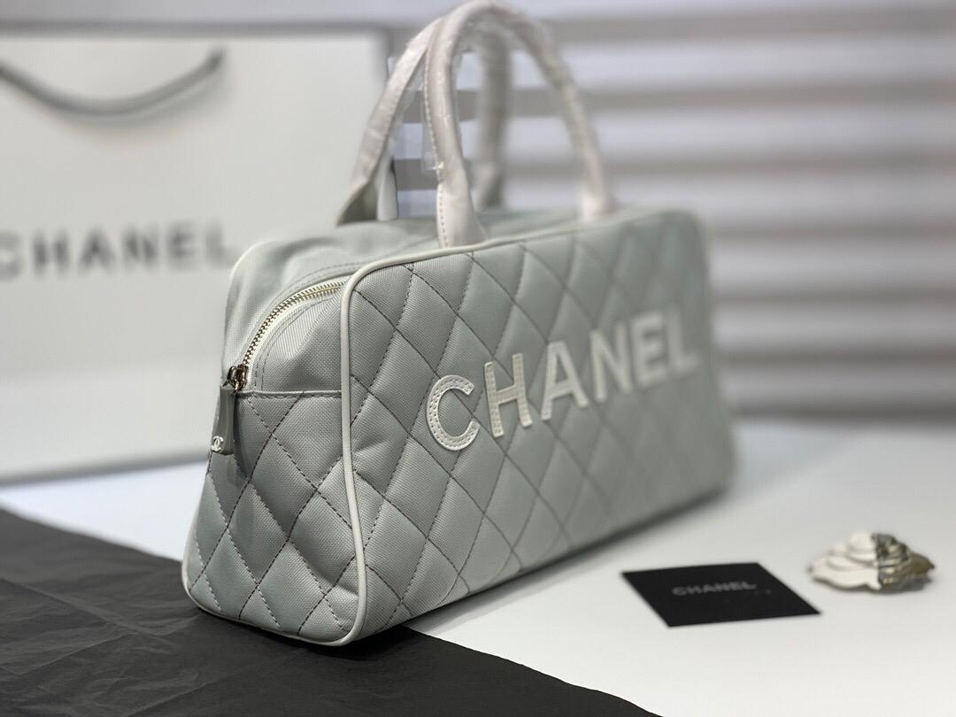 [TOP] CHANEL Canvas Boston Bag - Grey