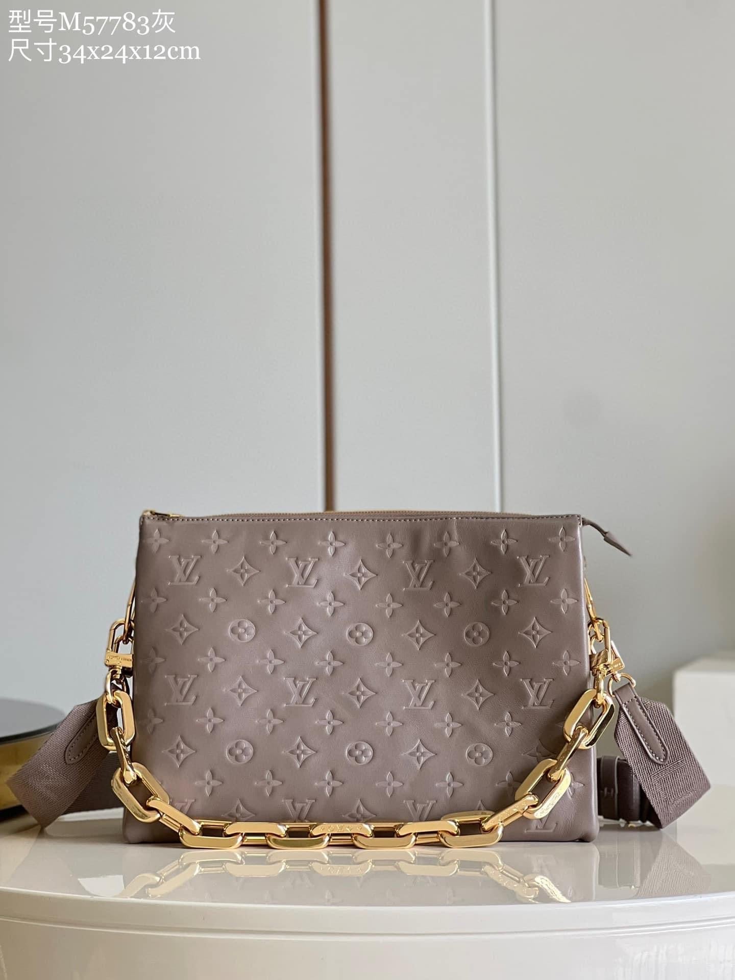 [TOP] Louis Vuitton LV Coussin MM 26x20x12cm- Grey Lamb
