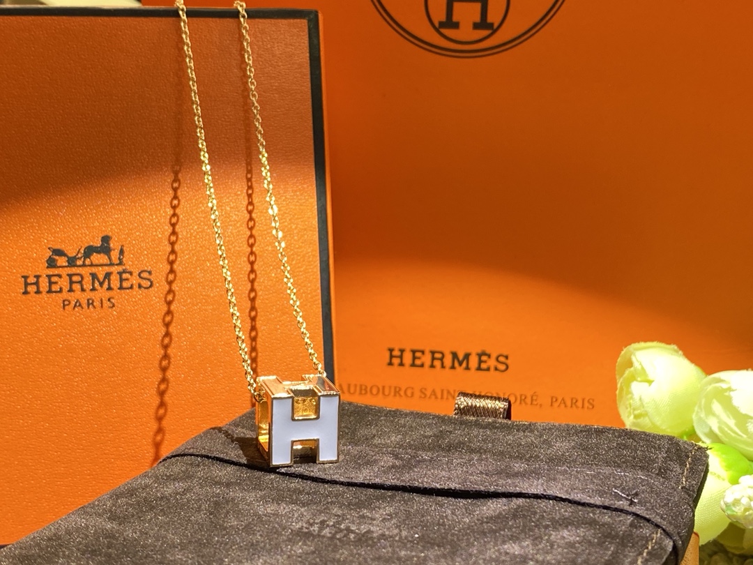 [TOP] HERMES H Box Necklace