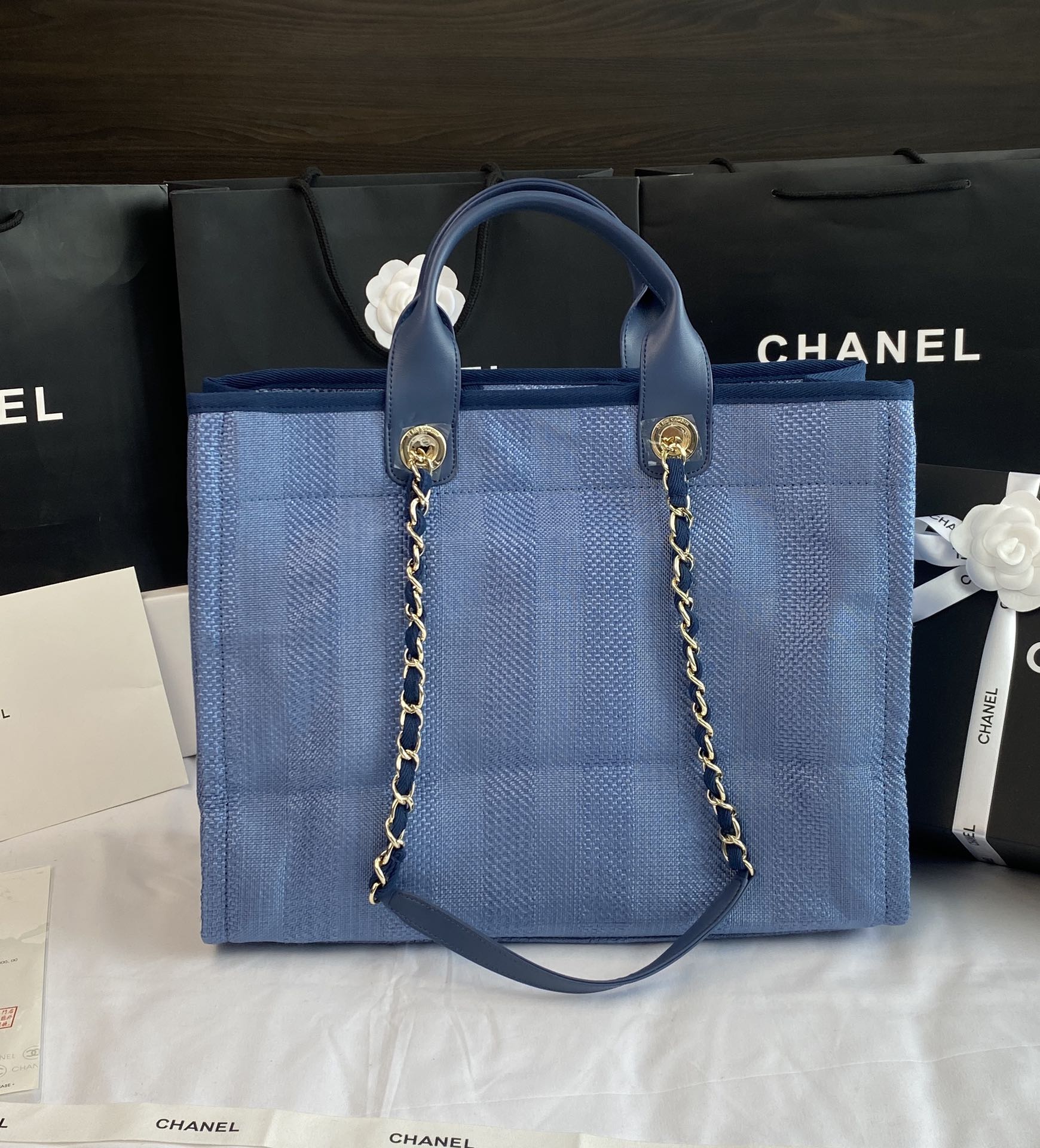 [TOP] CHANEL Deauville Tote - Blue