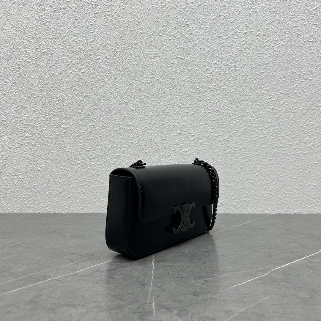 [TOP] CELINE Triomphe Shoulder Bag 20.5-10.5-4 - Black