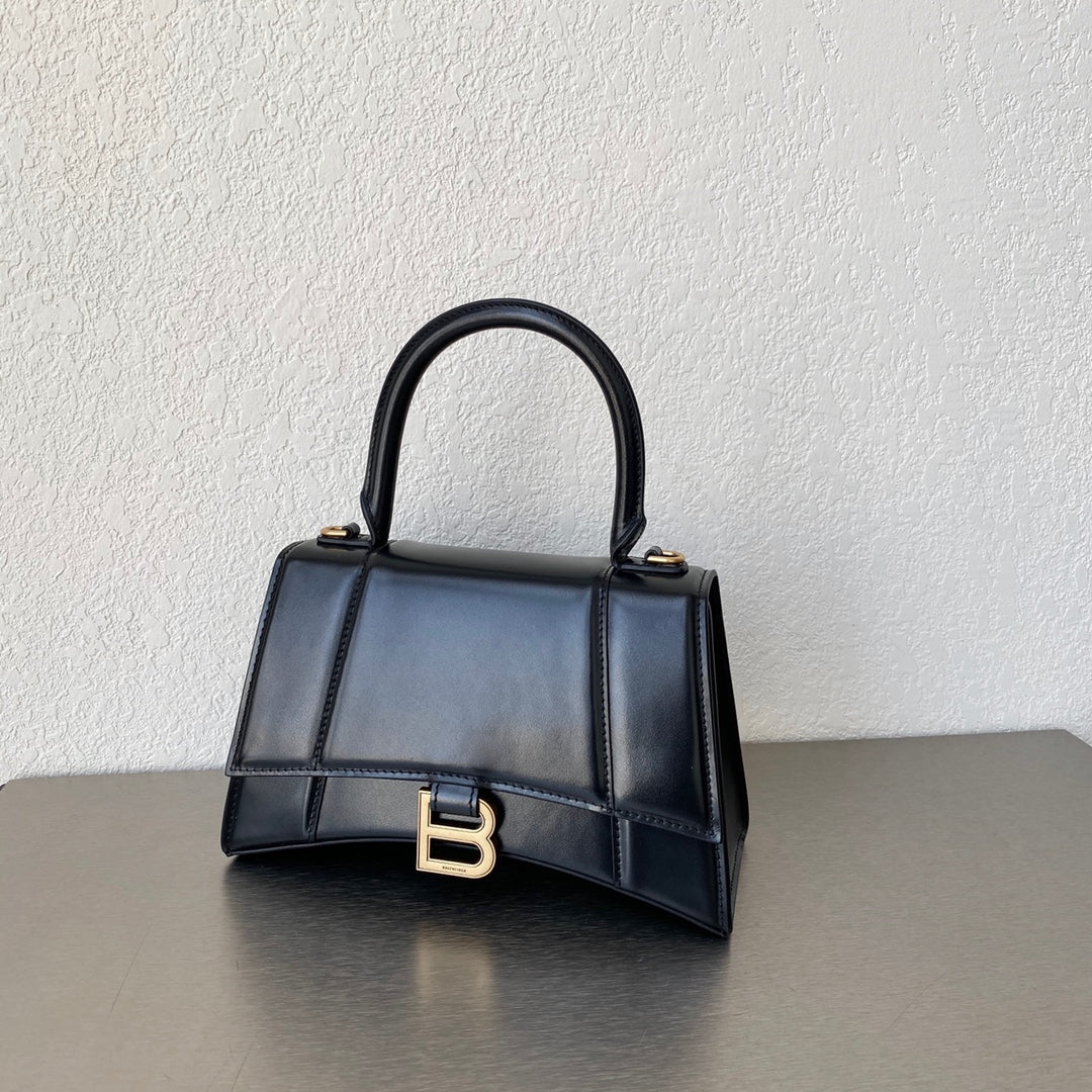 [TOP] BALENCIAGA Hourglass Small 23 cm Calfskin Bag - Black