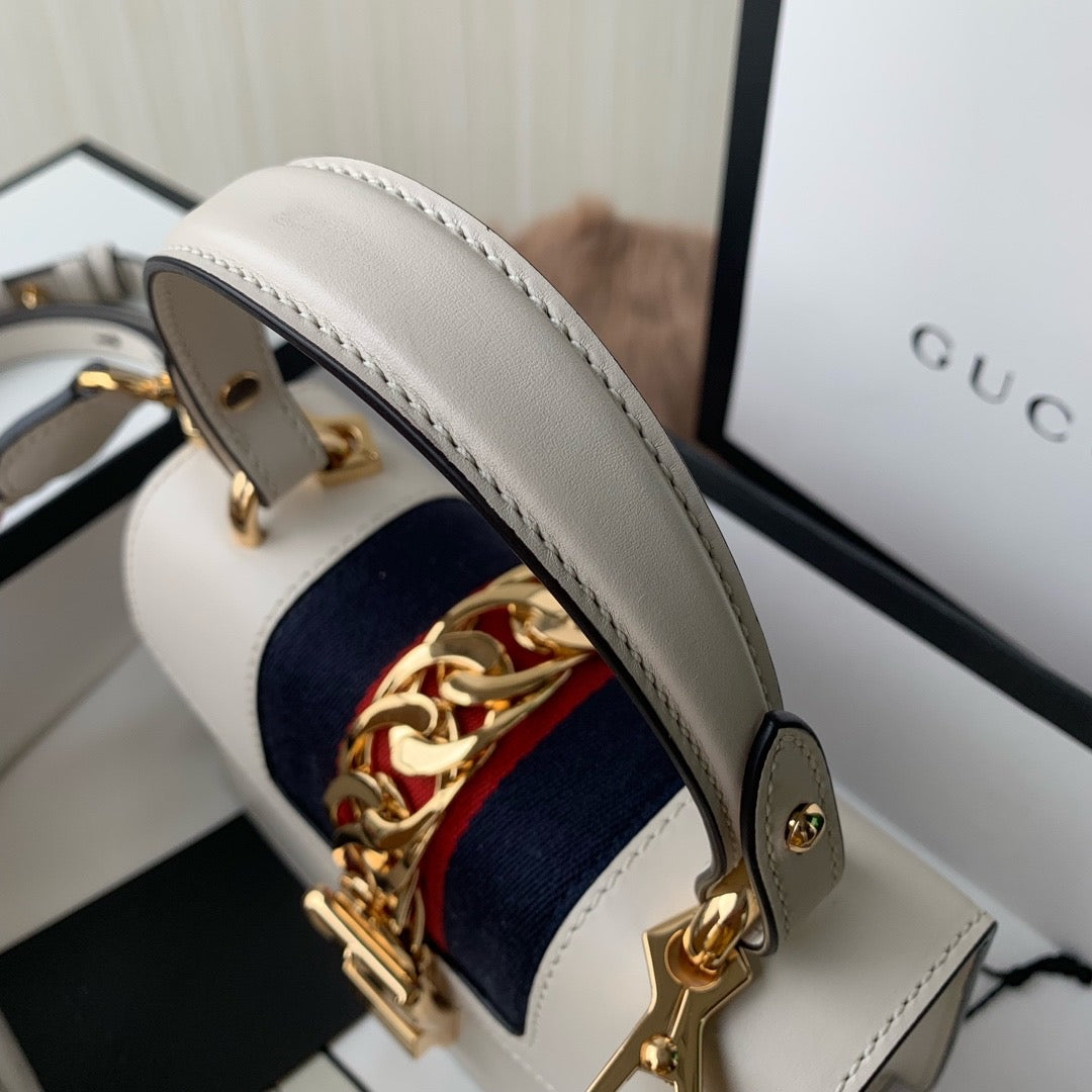 [TOP] GUCCI G*G Sylvie Leather Bag - White