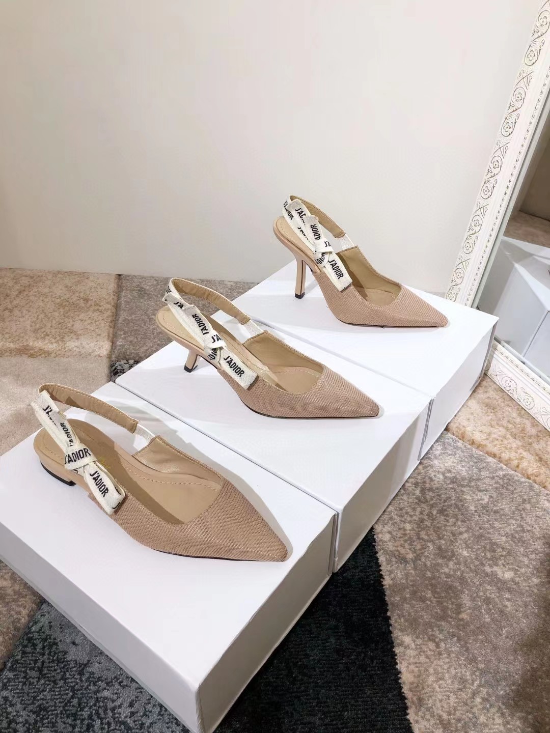 [TOP] Christian Dior J’adior Slingback High Heels - Beige