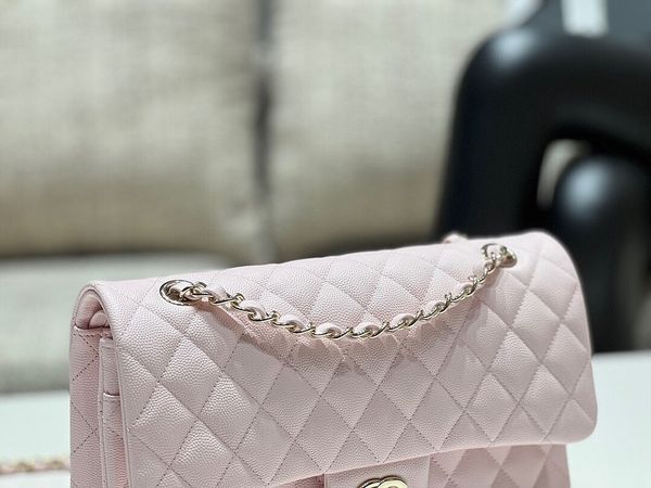 [TOP] CHANEL Classic Flap Bag Caviar Medium 25.5cm – Light Pink & GHW