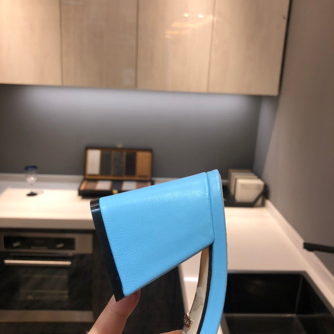 [TOP] GUCCI G*G Horsebit Slide Sandal Block Heels - Blue