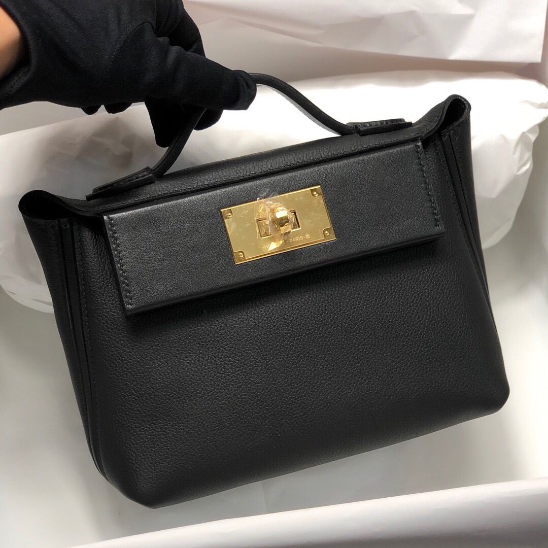 [TOP] HERMES Mini 24/24 Bag 21cm - Black & GHW