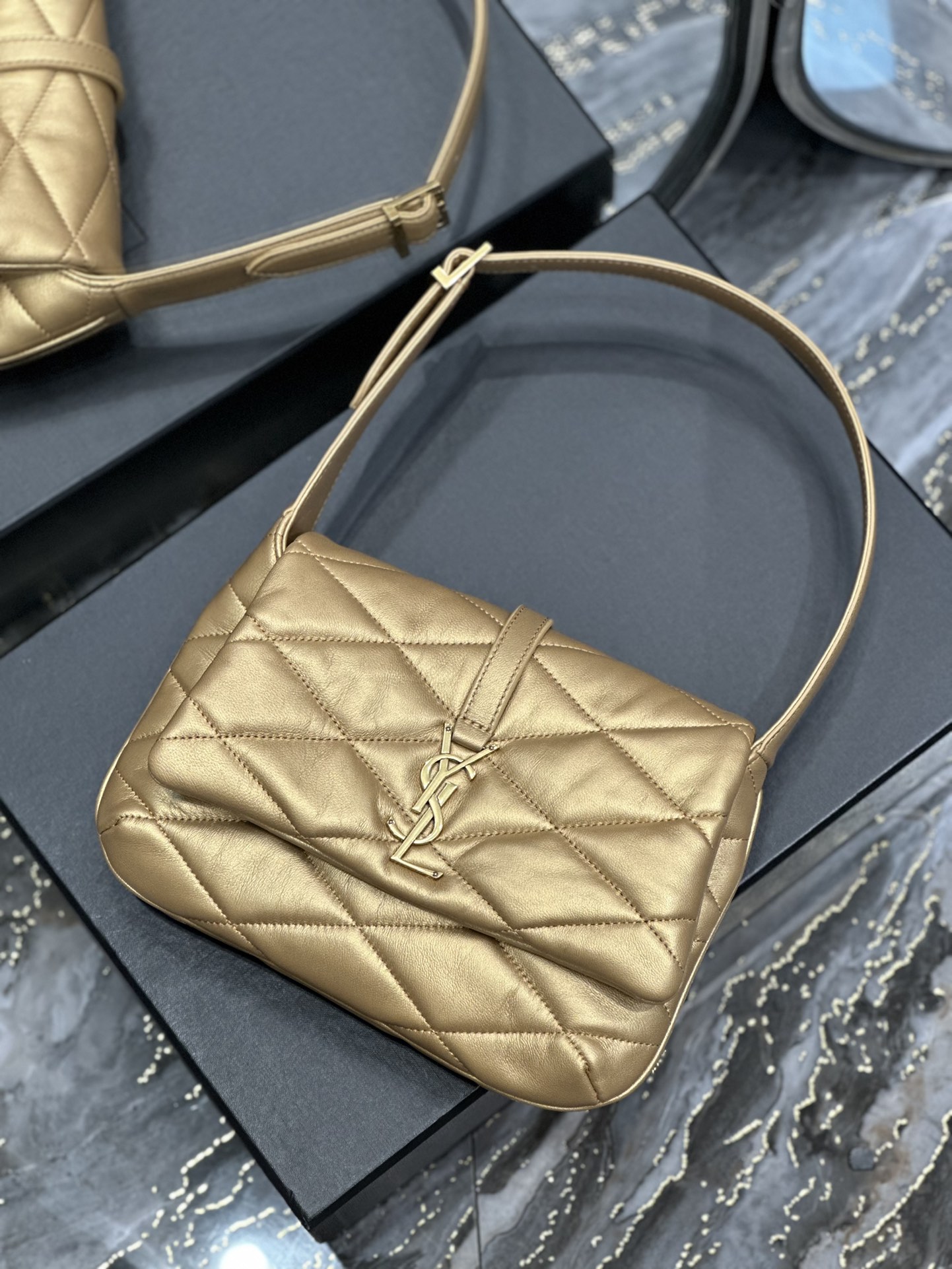 [TOP] Yves Saint Laurent YSL Le 57 Small Shoulder Bag - Gold