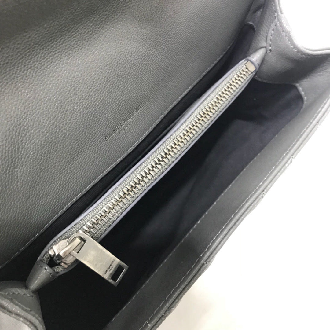 [TOP] Yves Saint Laurent YSL Small College Bag - Grey SHW