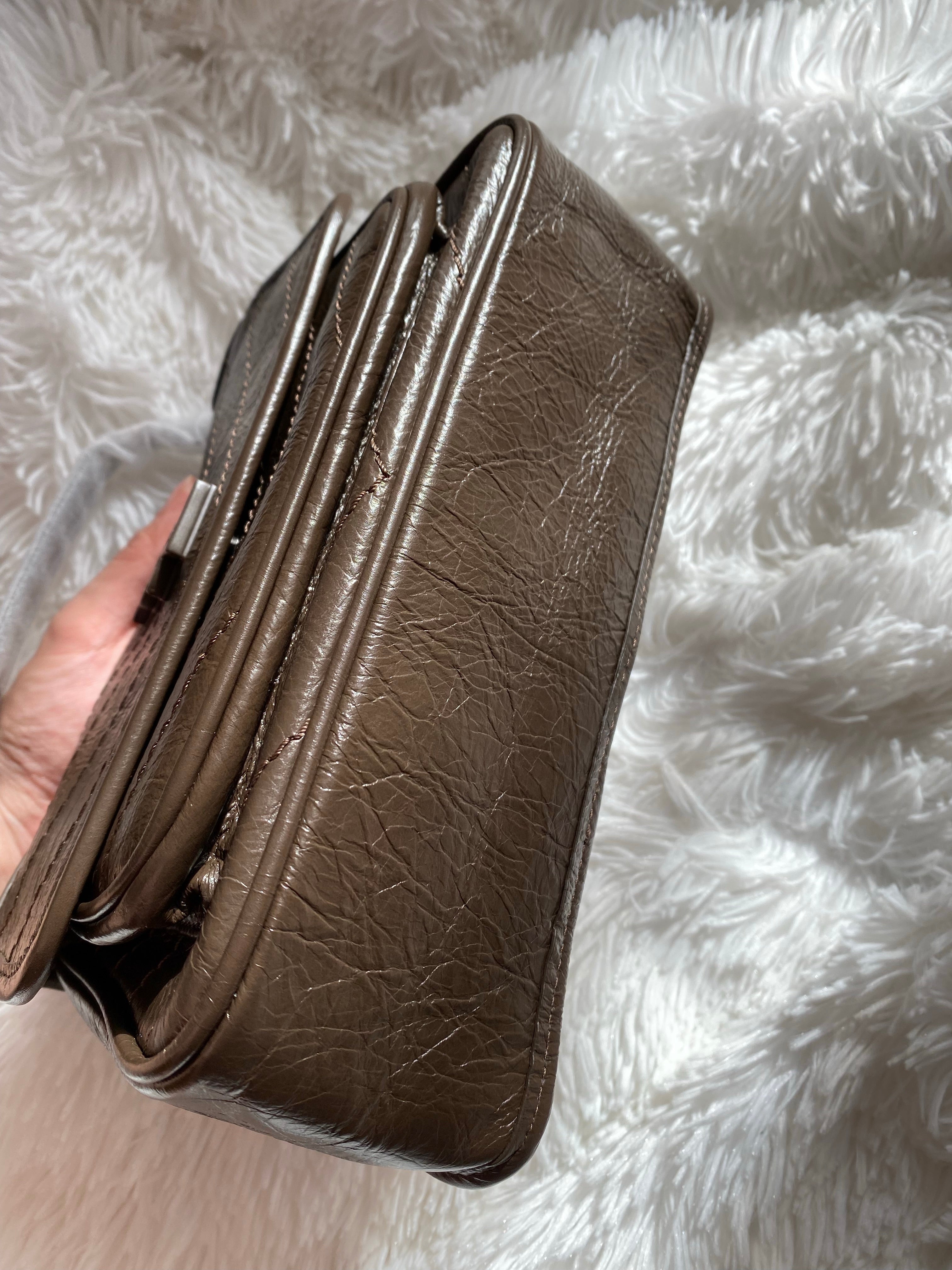 [TOP] Yves Saint Laurent YSL Nikki Small Bag Wrinkle Leather - Dark Green