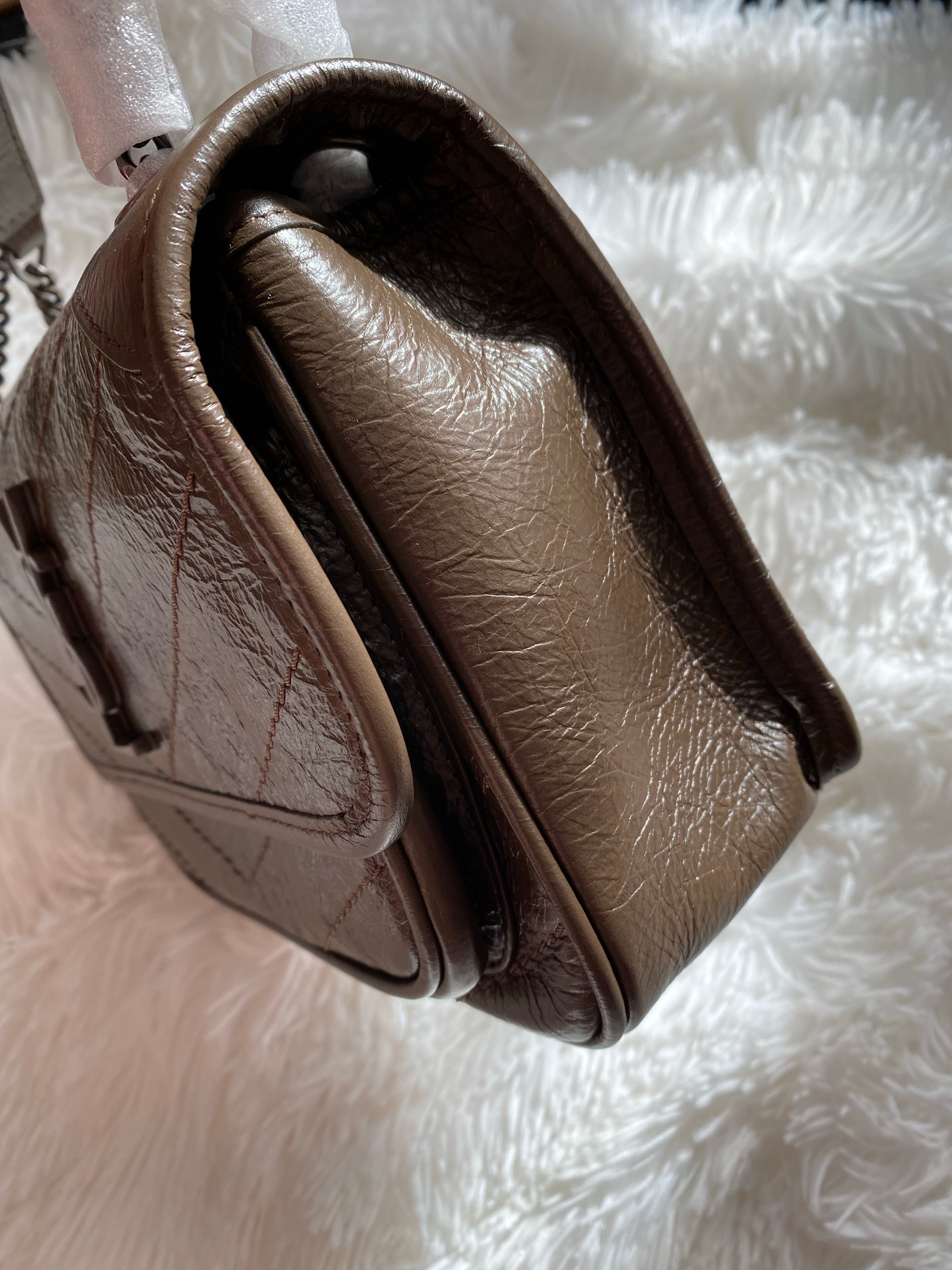 [TOP] Yves Saint Laurent YSL Nikki Small Bag Wrinkle Leather - Dark Green