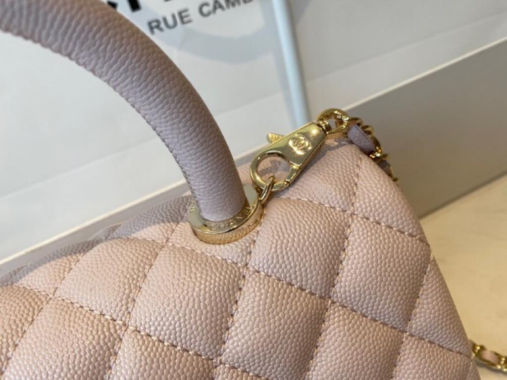 [TOP] CHANEL CoCo Handle Bag Caviar Small 19cm - Light Pink