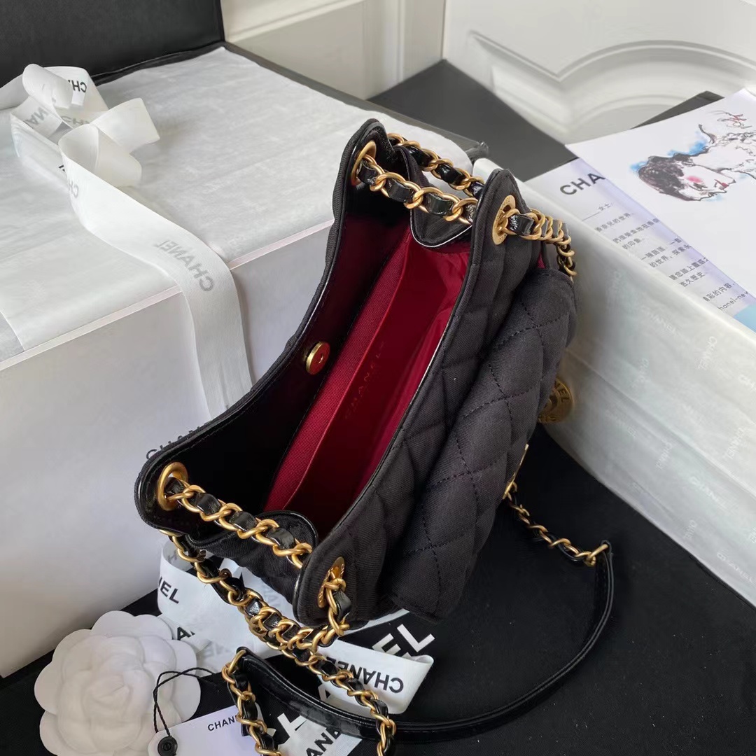 [TOP] CHANEL Hobo Handbag Tweeds & Fabrics-17x19x6cm-GHW-4 colours