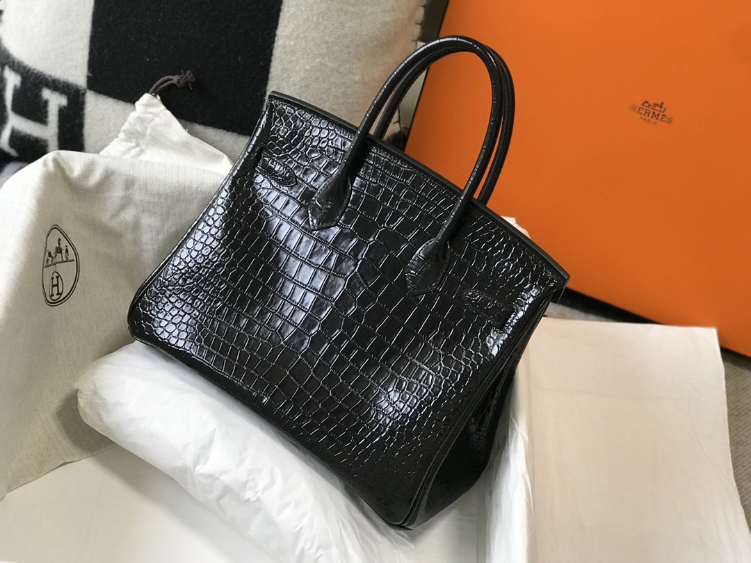 [TOP] HERMES Birkin Crocodile 25CM/30CM- Black & GHW