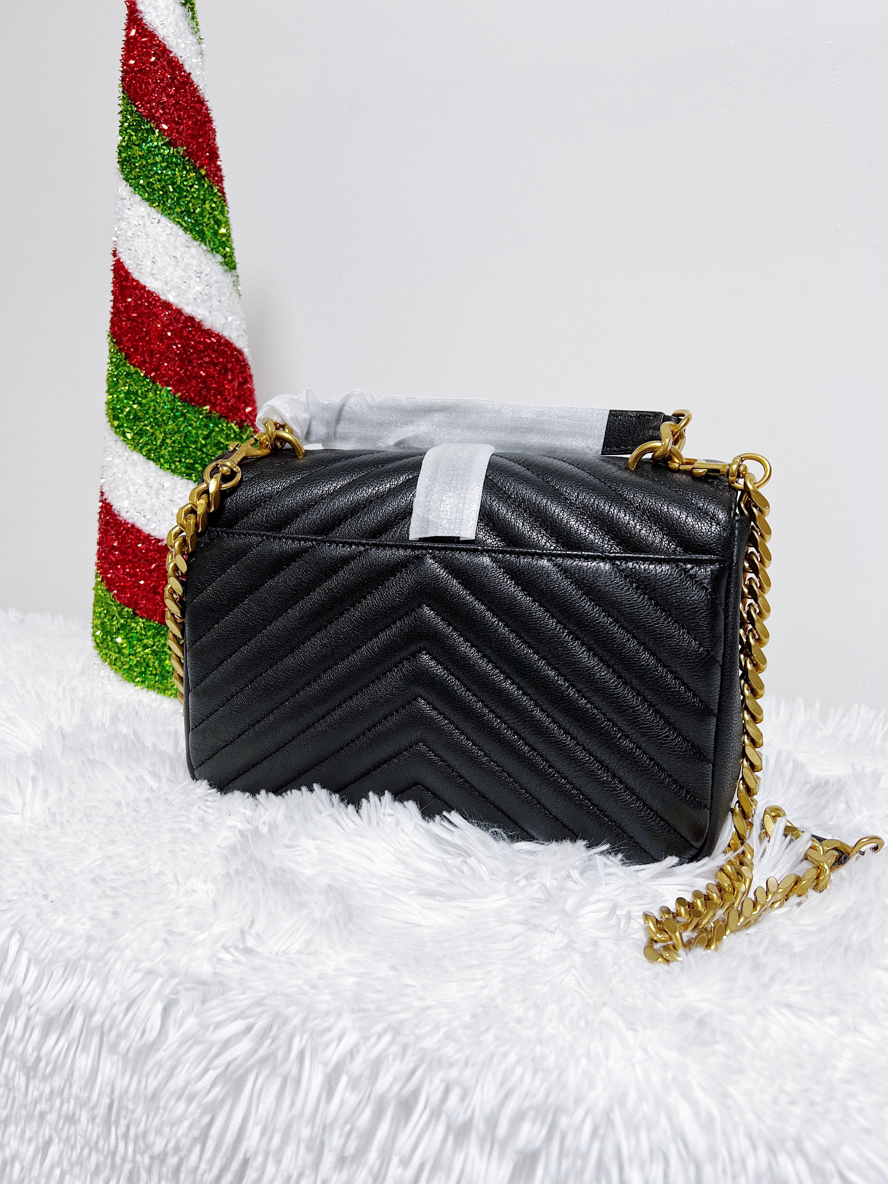 [TOP] Yves Saint Laurent YSL College Small Bag - Black w GHW
