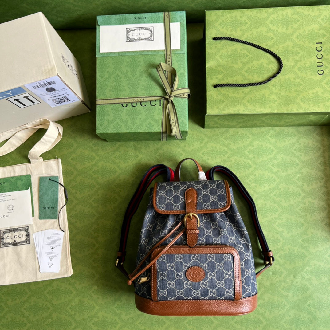[TOP] GUCCI G*G Interlocking G Backpack - Blue Denim