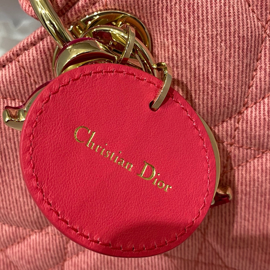 [TOP] Christian Dior Lady D-Joy Bag Cannage Denim - Pink