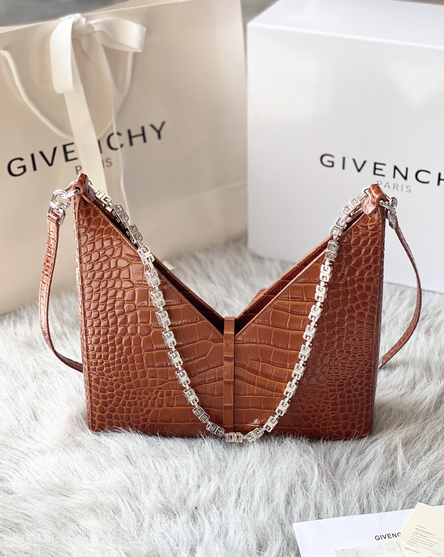 [TOP] GIVENCHY Cut Out Crocodile Bags With Chain  27*27*6cm - 2 Color