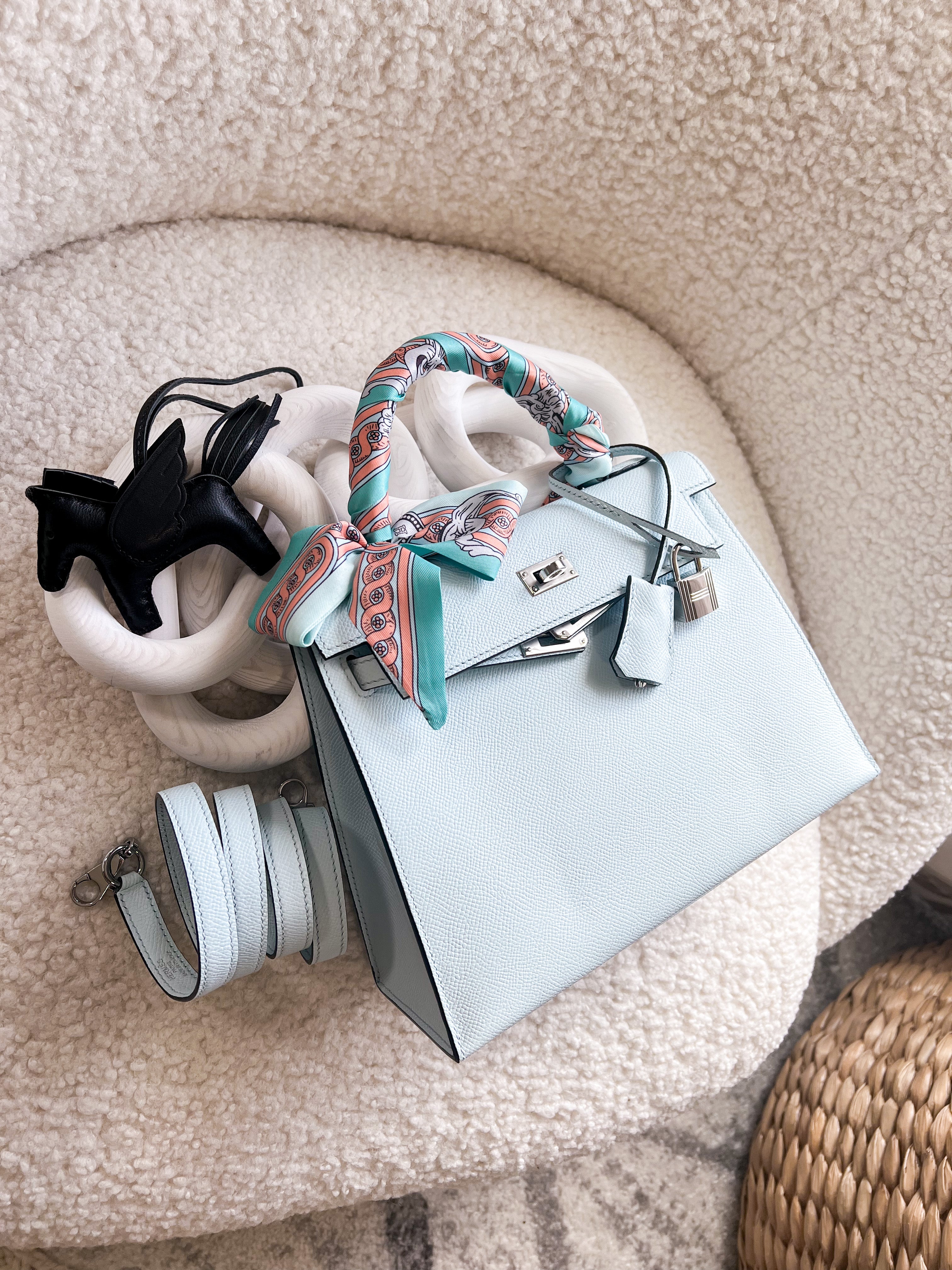 [TOP] HERMES Kelly Epsom Leather 25cm - Blue Brume SHW