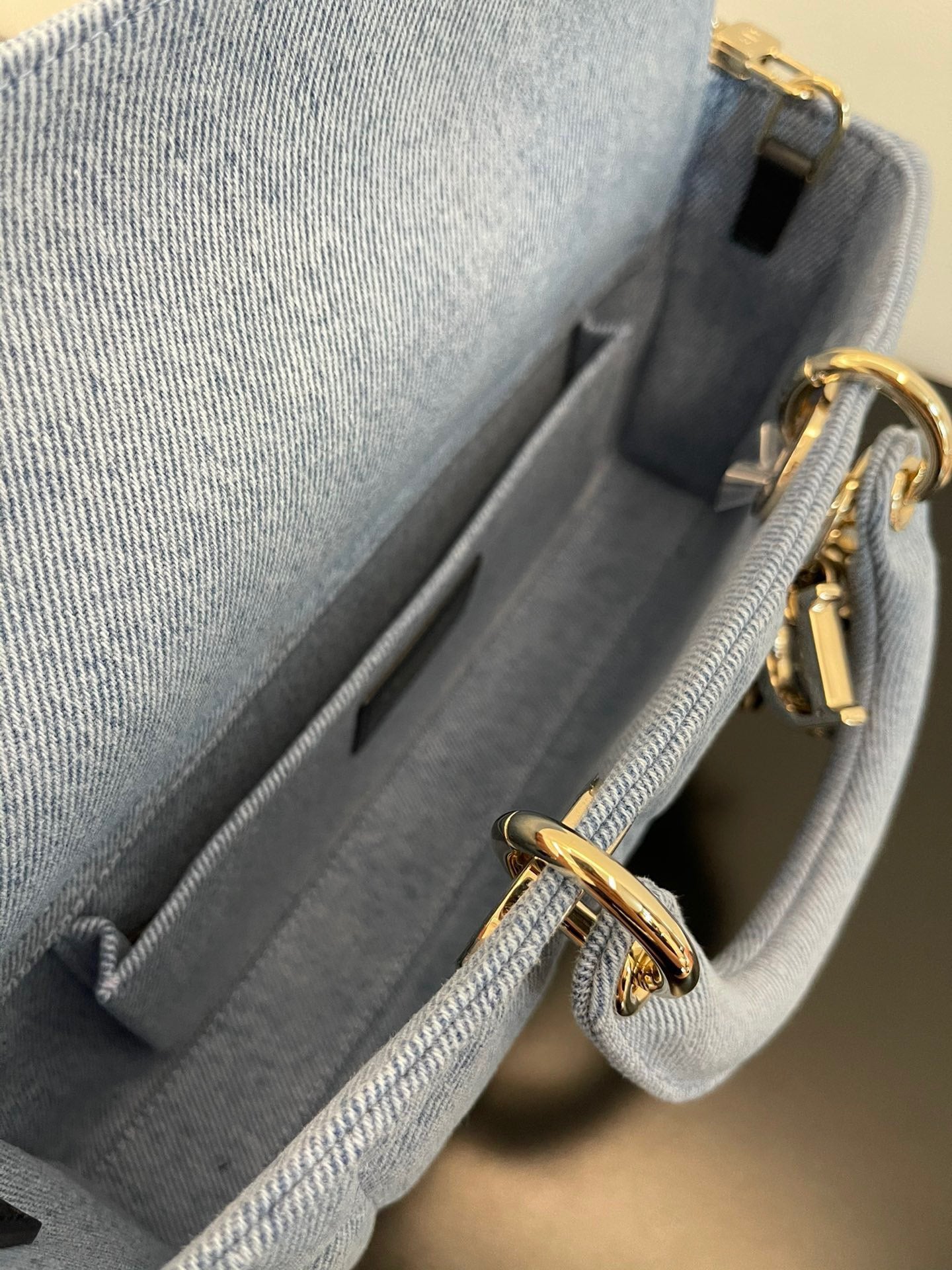 [TOP] Christian Dior Lady D-Joy Bag Cannage Denim - Blue