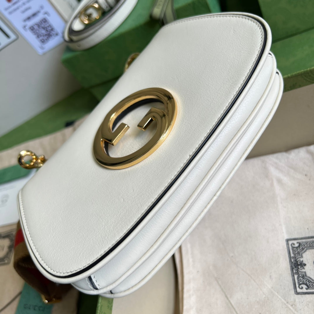 [TOP] GUCCI G*G Blondie Mini Leather Bag 22x13x5.5cm - White