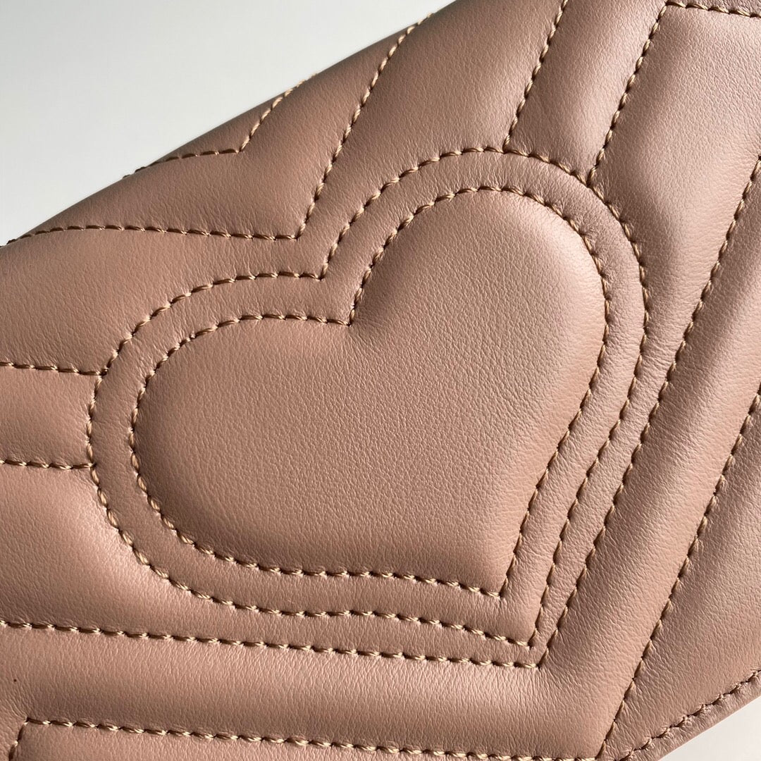 [TOP] GUCCI GG Marmont Shoulder Clutch - Dusty Pink