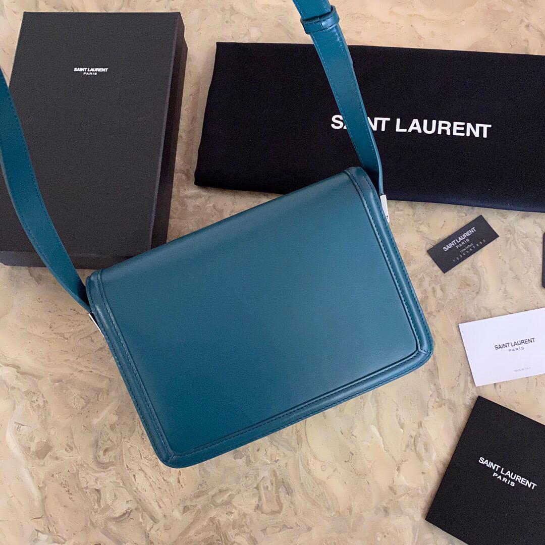 [TOP] Yves Saint Laurent YSL Solferino Medium Shoulder Bag - Blue SHW