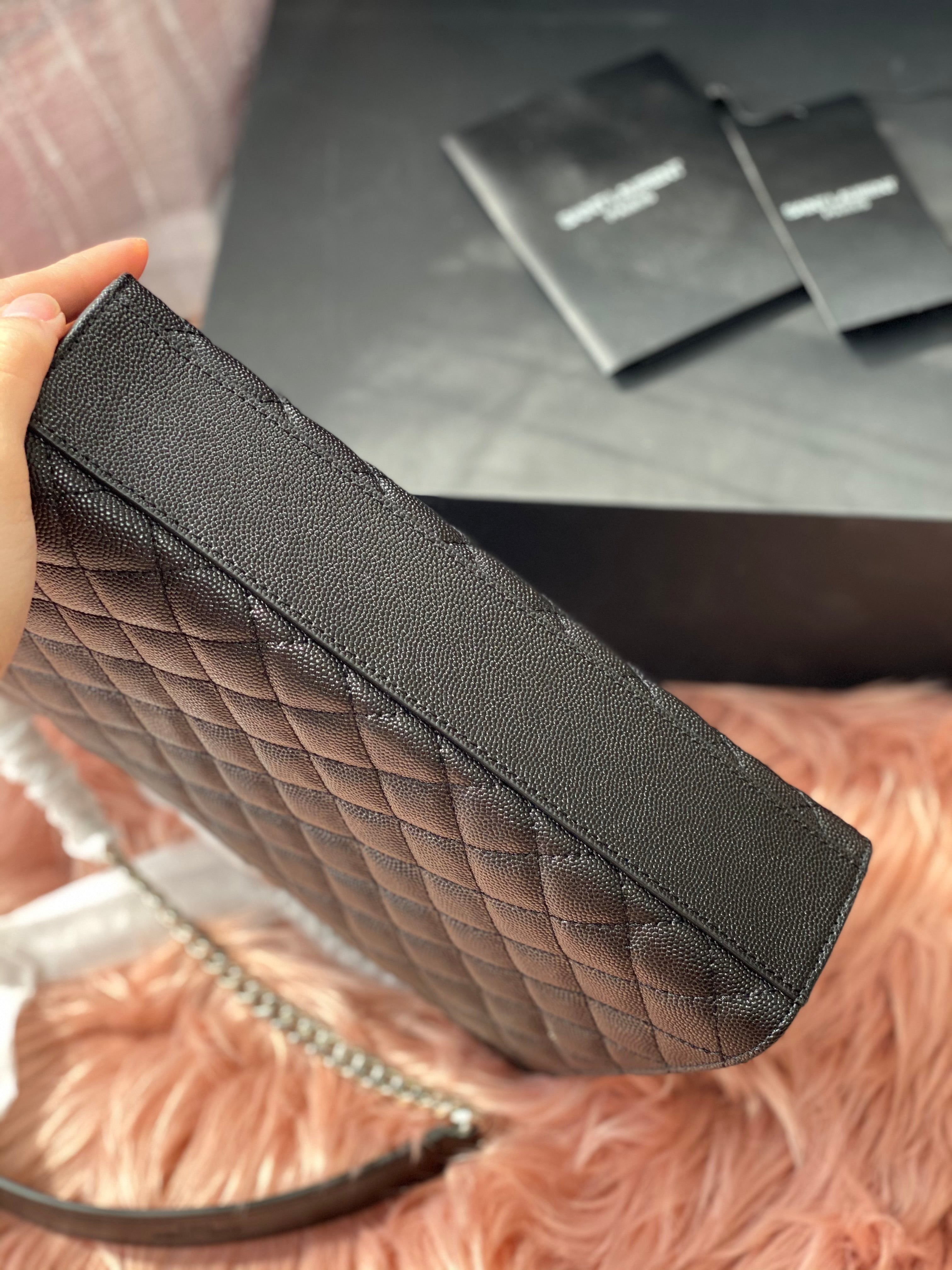 [TOP] Yves Saint Laurent YSL Y.S.L Envelope Shoulder Bag Small - Black w Silver Hardware