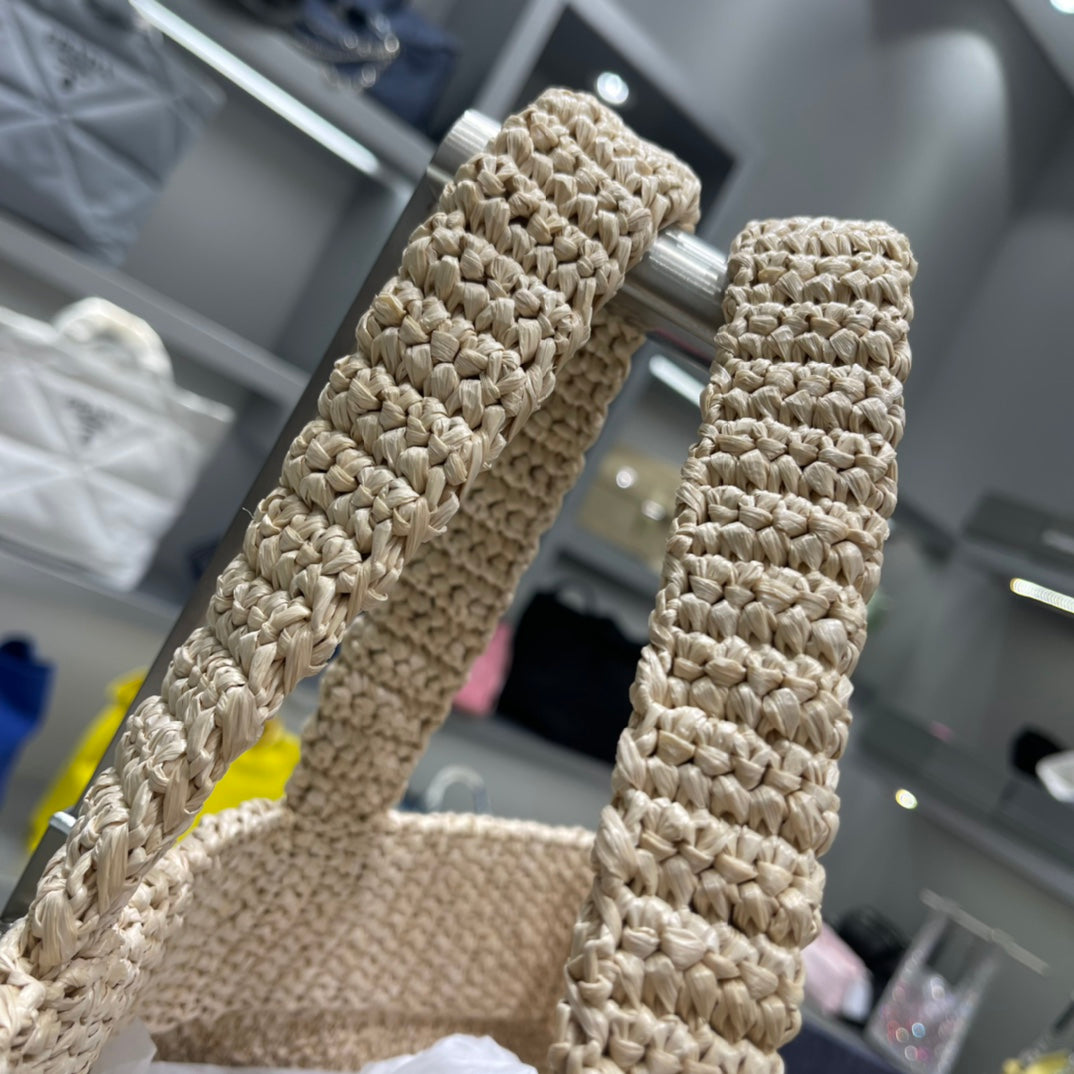 [TOP] PRADA Raffia Tote Bag 40x34cm - Women