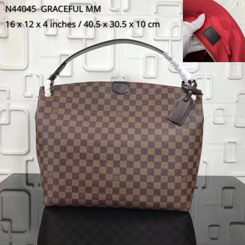 [TOP] Louis Vuitton LV  Graceful MM Bag 41x35x14cm - Damier Ebene