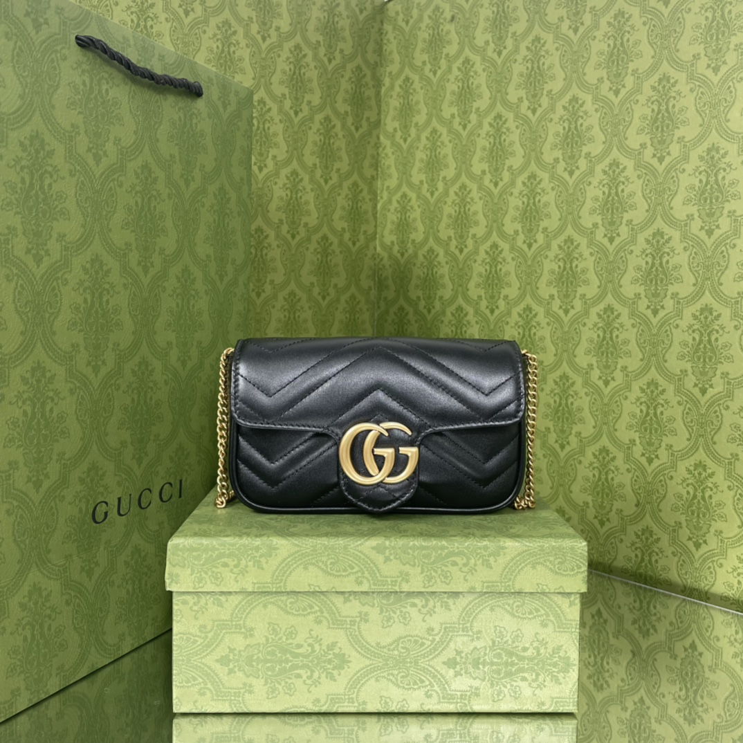 [TOP] GUCCI GG Marmont Bag Super Mini 16.5cm - Black