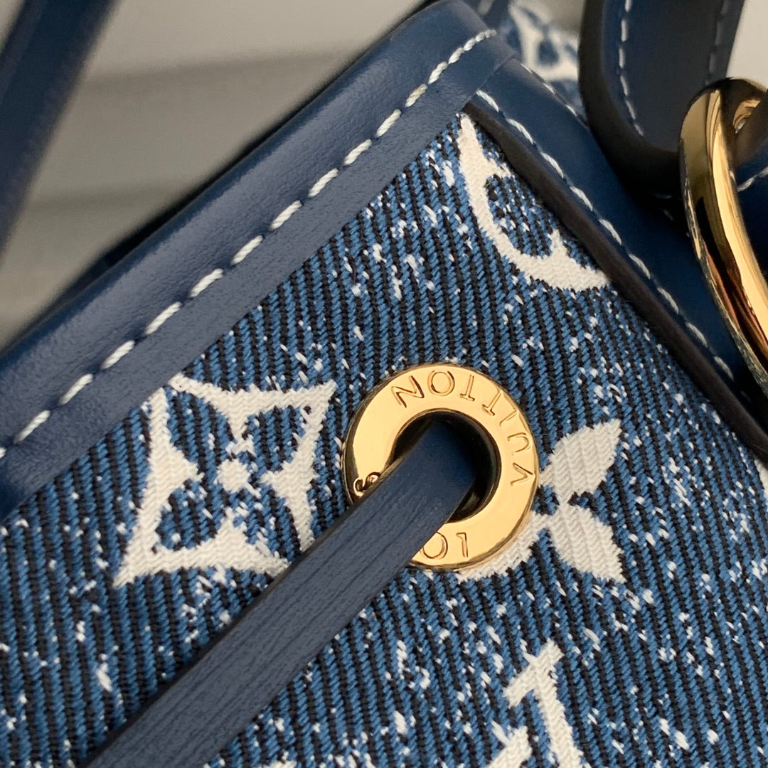 [TOP] Louis Vuitton LV Noe Monogram Denim Bag 25×28.5×20cm - Blue