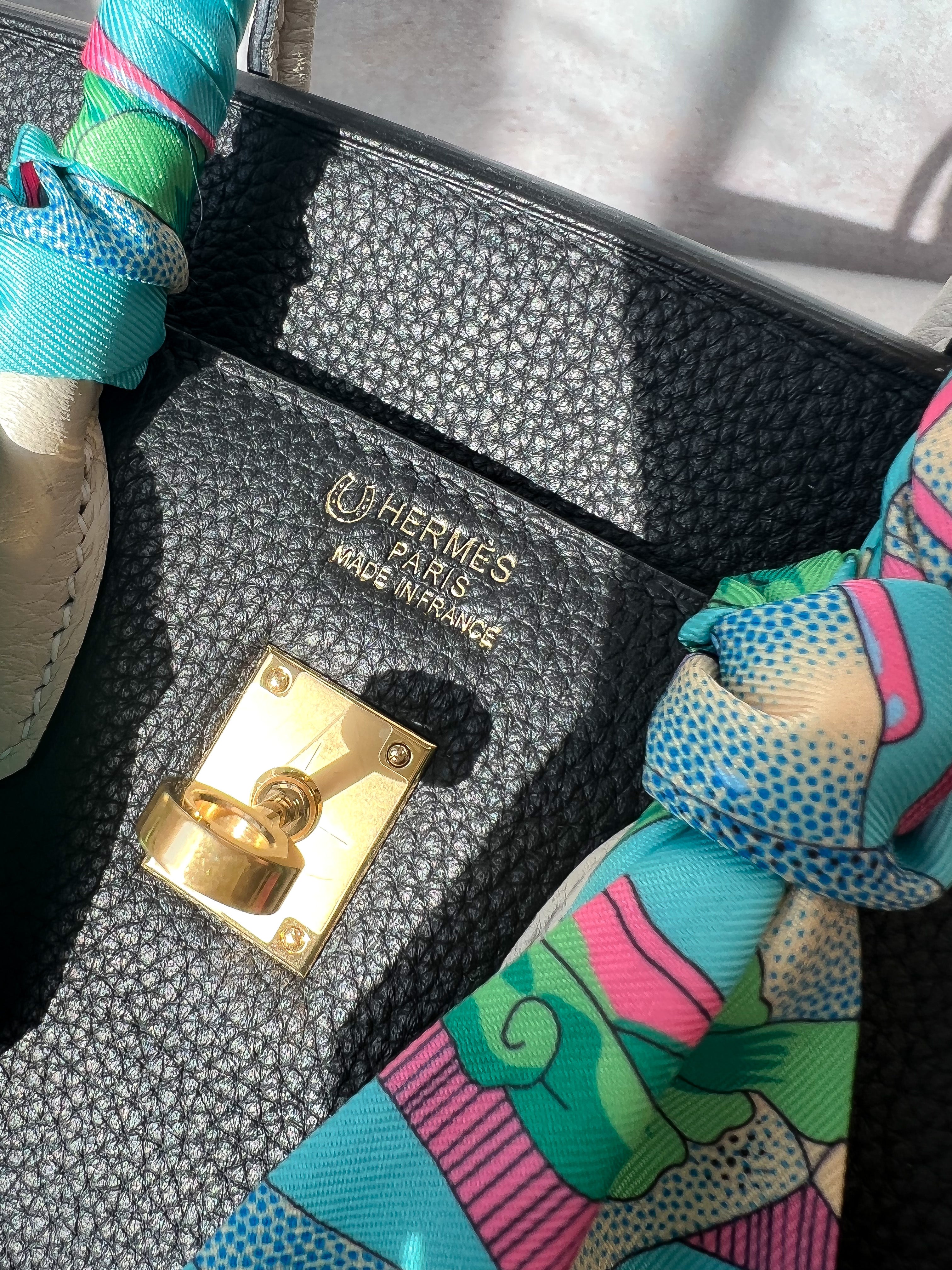 [TOP] HERMES Birkin 2 Tones 25cm - Black and Cream (Customised)