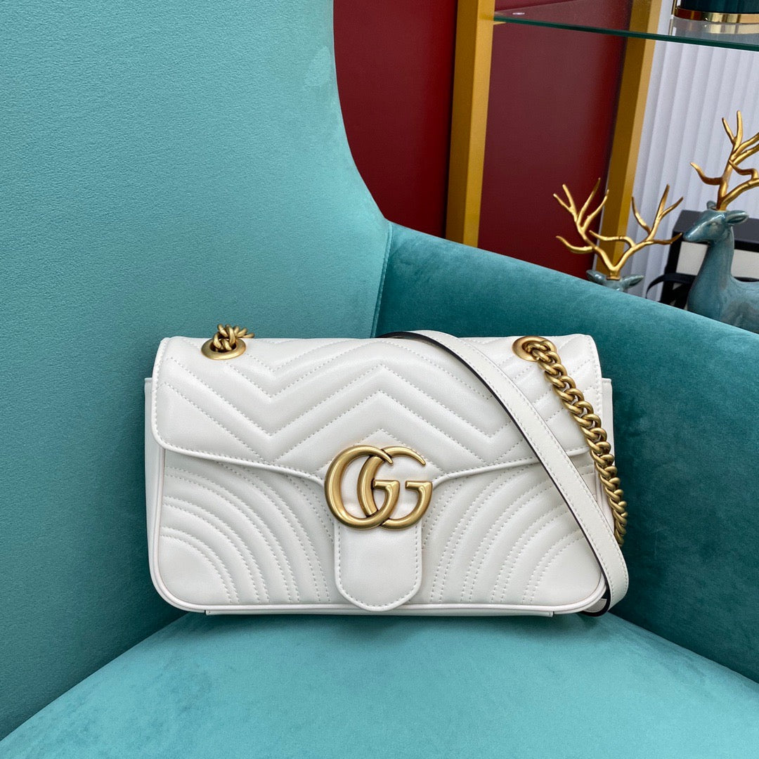 [TOP] GUCCI GG Marmont Bag Matelasse Small 26cm - White