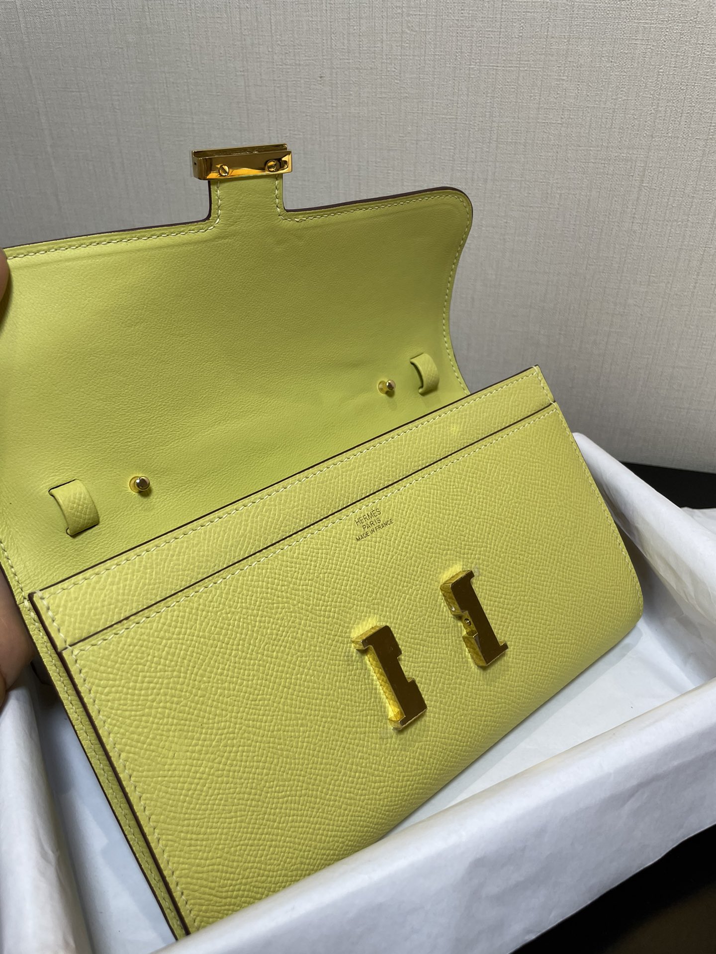 [TOP] HERMES Epsom Constance Long Wallet - Yellow & GHW