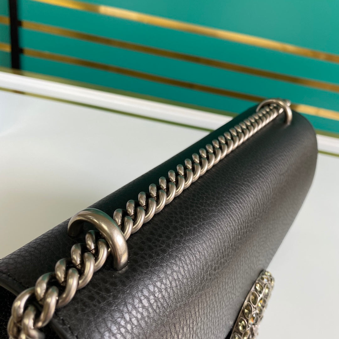 [TOP] GUCCI Dionysus Crystal-embellished Shoulder Bag Small - Black