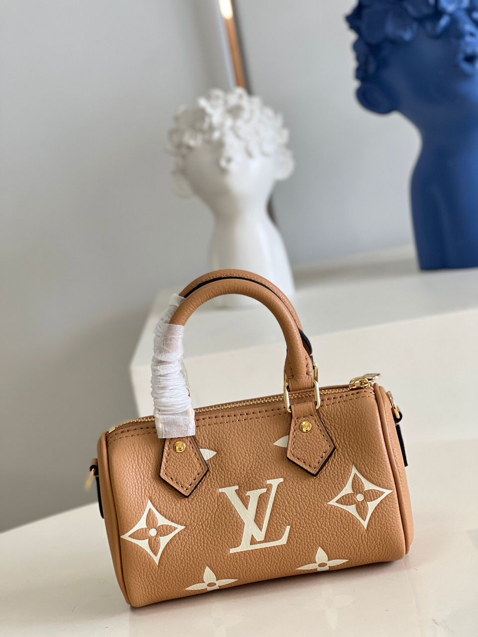 [TOP] Louis Vuitton LV Mini Speedy Monogram Bag 16cm - Brown and Cream