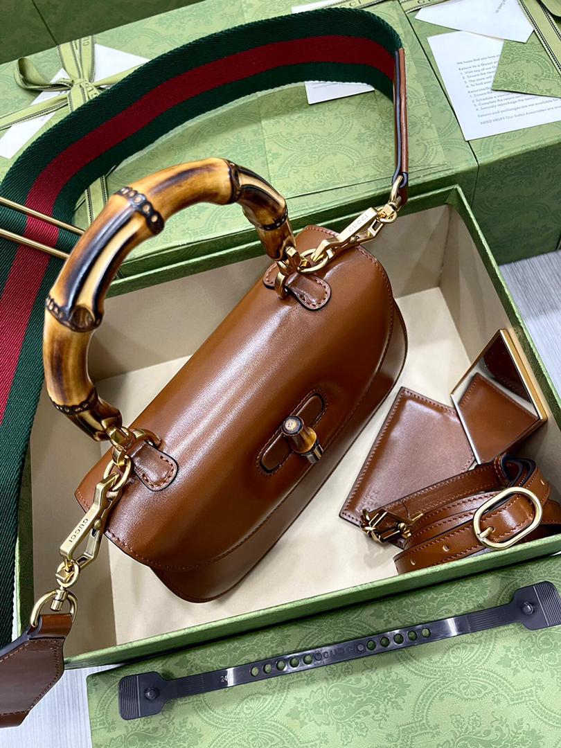 [TOP] GUCCI G*G Bamboo 1947 Small Top Handle - Brown