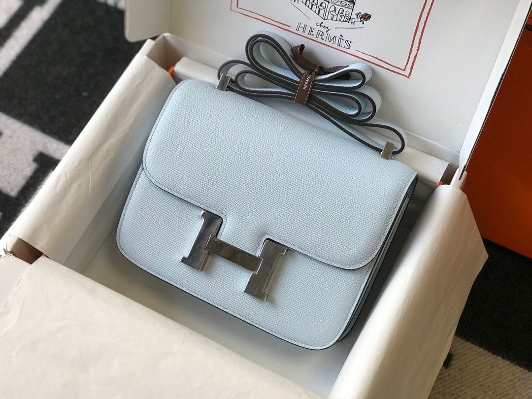 [TOP] HERMES Constance Bag 24cm - Light Blue & SHW