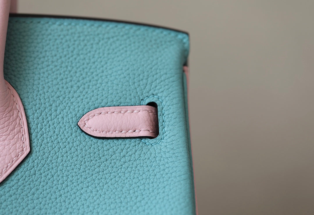 [TOP] HERMES Birkin 2 Tone Togo Bag 30cm - Blue and Pink (Customised)