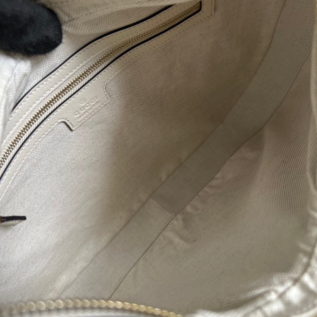 [TOP] GUCCI G*G Attache Large Shoulder Bag - White